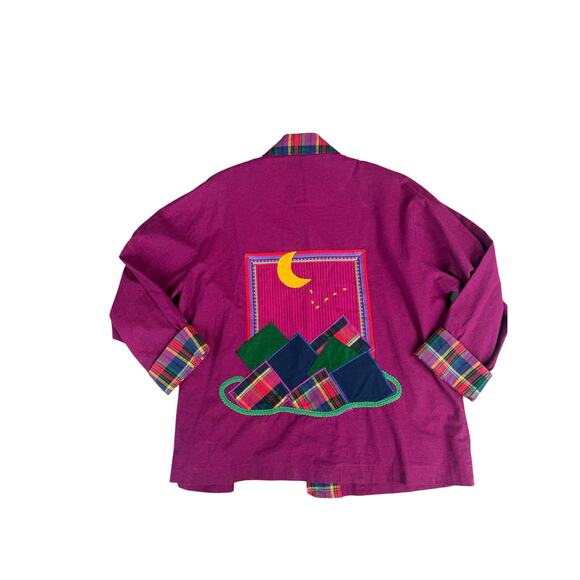The Frog Pond Jackets & Blazers - The Frog Pond Vintage 90s Whimsigoth Moon & Mountain Patchwork Jacket XL